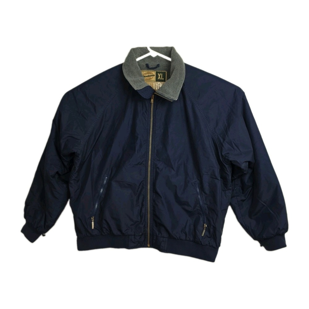 Vintage WearGuard Full-Zip Jacket Men's XL Navy Blue Fleece Lined Weartex Coated